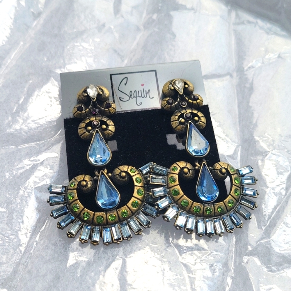 NWT Sequin clip on jewel earrings